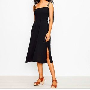 LOFT beach smocked tie midi dress